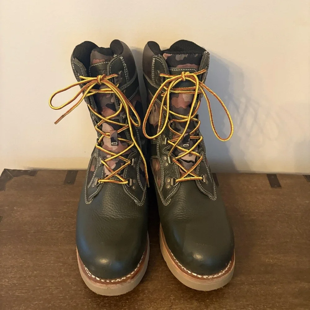Asolo Boots Mens Size 10 Green Leather Waterproof Camo Vibram Work Hunting
